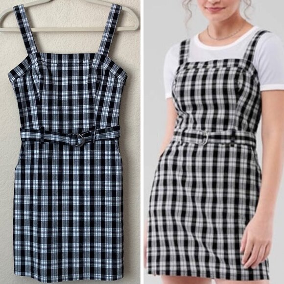 Hollister Dresses & Skirts - Hollister Plaid Belted Waist Flattering Mini Dress Academia